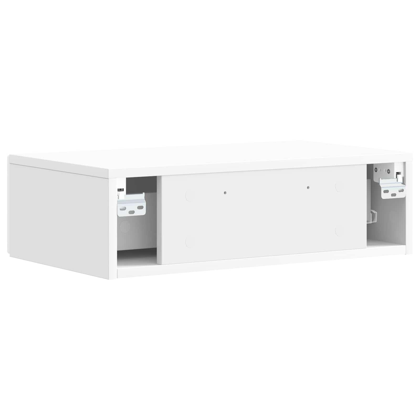 Consolle da parete con cassetto, bianco lucido, 59 x 34,5 x 17 cm, comodino sospeso in legno, moderno tavolo da parete salvaspazio per soggiorno, corridoio e camera da letto