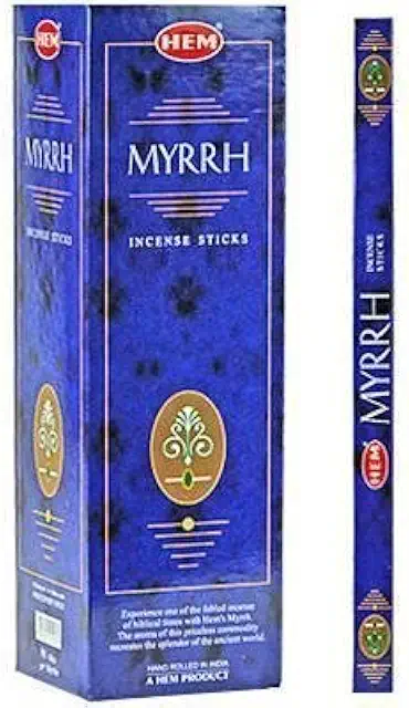 Bâtons Encens Hem Myrrhe - Lot de 3 boîtes, 8 bâtons - Livraison Gratuite