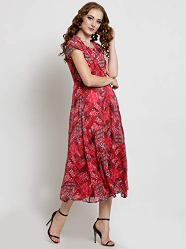 Image of Sera Red Fit and Flare Front Slit Dress