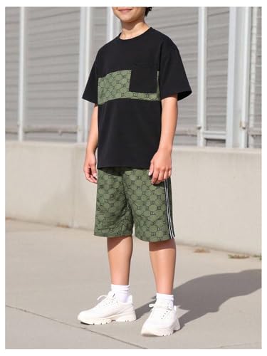 Image of COZYEASE Boys' 2 Piece Outfits Summer Shorts Sleeve Graphic T Shirts and Shorts Sets Vacation Beach Clothes