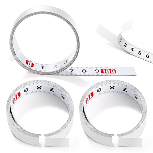 YIXISI 3 Pièces 1m Mètre Ruban Auto Adhésif, Règle Métrique Auto-Adhésive, Ruban à Mesurer Auto-Adhésif, Gauche à Droite Ruban à Mesurer en Acier, pour Établis et Machines, Blanc