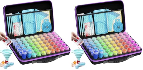 Image of ARTDOT 60 Slots Storage Container for Diamond Art Kits for Adults, Portable Bead Storage Boxes for Diamond Painting Accessories and Tools (Pack of 2)