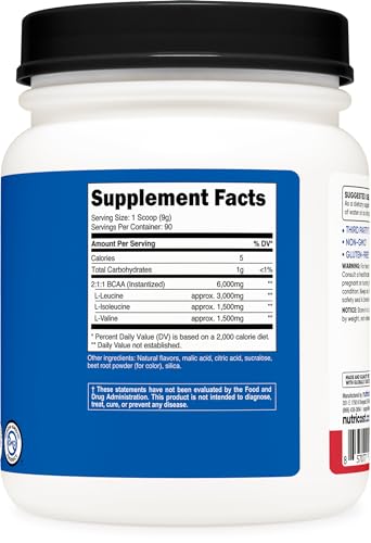 Nutricost BCAA Powder (Strawberry Kiwi, 90 Servings) - Optimal 2:1:1 Ratio - Image 6