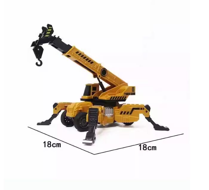 Image of Friction Powered Lifting Crane Kids Boys Girls 360 Degree Rotating Crane Model Toy Construction Truck for 2+ Years Old Pull Back Vehicles