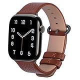 Fullmosa Compatible Smart Watch Band 44mm 42mm 40mm 38mm, Genuine Leather Band Compatible Watch Series 4, Series 3, Series 2, Series1, 44mm 42mm Brown + Gunmetal Buckle
