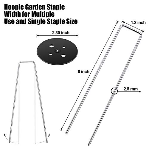 Galvanized Landscape Staples, 6\" Heavy-Duty Gauge Galvanized Stakes Ground Landscape Pins, 20Pcs U-Shaped Weed Fabric Staples with 4 Mats, for Poly Sheeting, Moisture Barrier Tape, Weed Mat Fabric