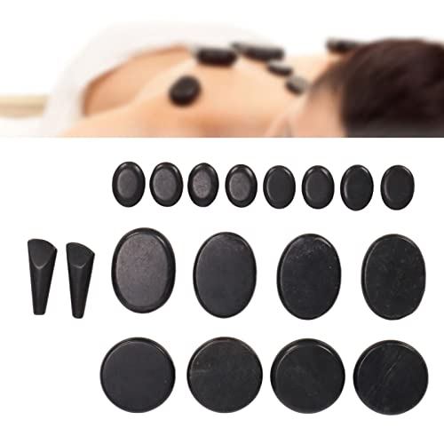 Portable Massage Stone Warmer Set, 18 Pcs Electric Spa Hot Stones Massager Heater Kit with Warmer Box, Basalt Hot Stones Heater Kit for Professional Home Spa Relaxing Healing Pain