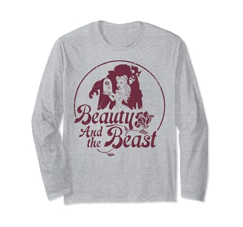 T-shirt long Disney La Belle et la Bête silhouette pour fans de conte