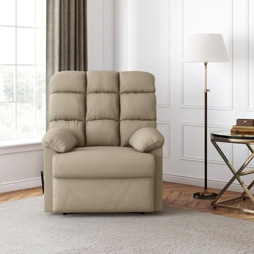 Image of Torque - Flumin 1 Seater Fabric Manual Recliner | Recliner Chair for Living Room, Office, Bedroom (Beige) | 1 Year Warranty