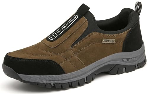 Enjerr Orthopedic Shoes Men, Arch Support Slip-On Walking Sneakers, Waterproof Non-Slip for Hiking Travel Work