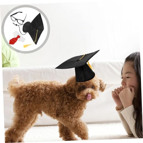 Set para perro Gorra y Corbata de graduación en rojo miniatura 4