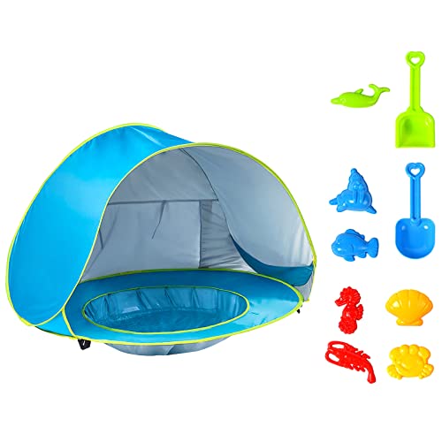 Barraca de praia para bebê GKPLY com piscina, barracas de praia pop-up para crianças pequenas ou inf