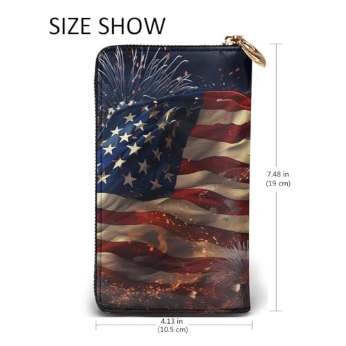Porte-cartes de crédit en cuir long format avec fermeture zippée sécurisée