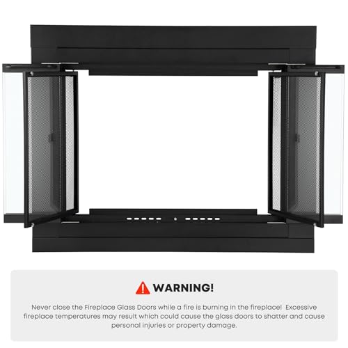 Image of Stanbroil Fireplace Glass Bi-fold Style Door, Black, Small