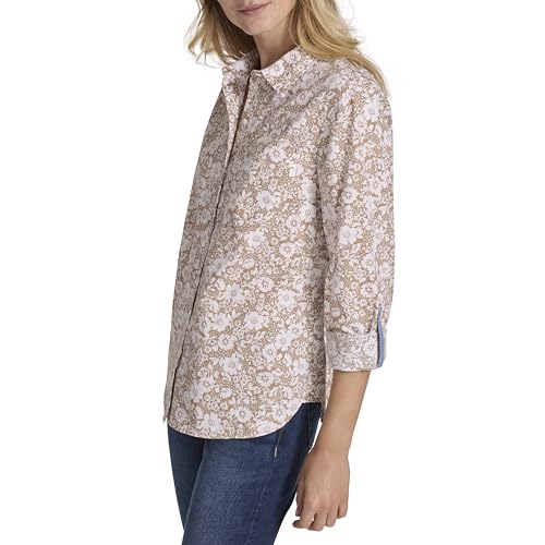 Image of Nautica Women's Button Front Long Sleeve Roll Tab Shirt