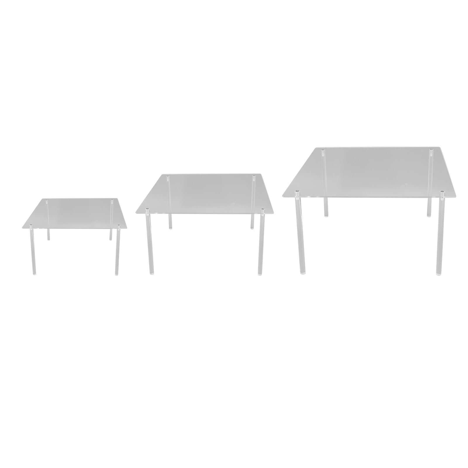 Soporte para Tartas Cuadrado de Acrílico, Juego de 3 Soportes para Tartas de Acrílico Transparente para Exhibición de Postres y Pizzas con 3 Tamaños Diferentes para Fiestas de