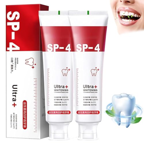 2 unidades SP 4 pasta de dientes, SP 4 blanqueador, SP 4 pasta de dientes probiótica, sp 4 ultra pasta de dientes, sip 4 pasta de dientes, pasta de dientes fresca aliento, cuidado dental completo,