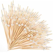 200 Cocktail Picks, White Pearl Fancy Toothpicks for Appetizers Drinks Fruit Food, 4.7 IN Long Bamboo Skewers Wood Cocktail Sticks for Wedding Bridal Shower Party Decor Charcuterie Boards Accessories