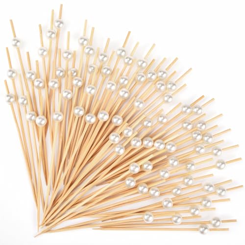 200 White Pearl Cocktail Picks for Drinks, Food & Decor