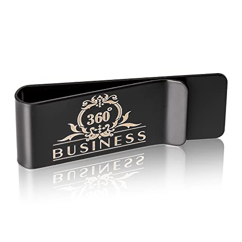 360° BUSINESS Black Geldklammer - Geldscheinklammer für Scheine aus Edelstahl - Geld Klammer - Money Clip - Klein Farbe Schwarz - 5cm x 2cm x 0,6cm Cover
