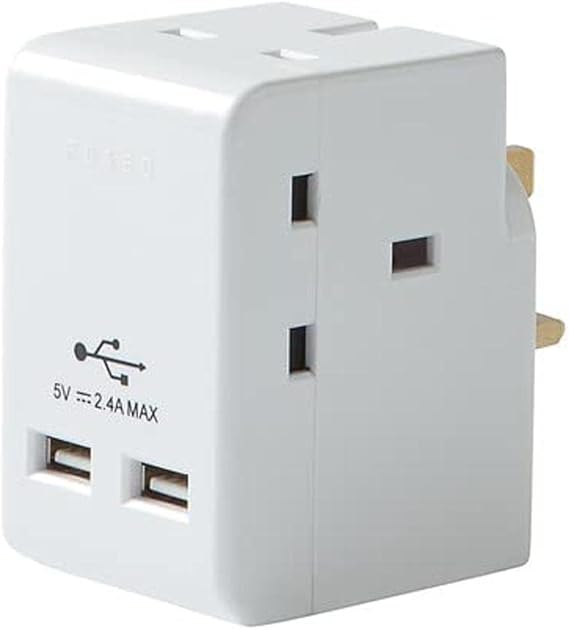 Morrisons 3 Way Adaptor Plug with USB Amazon.co.uk Home & Kitchen