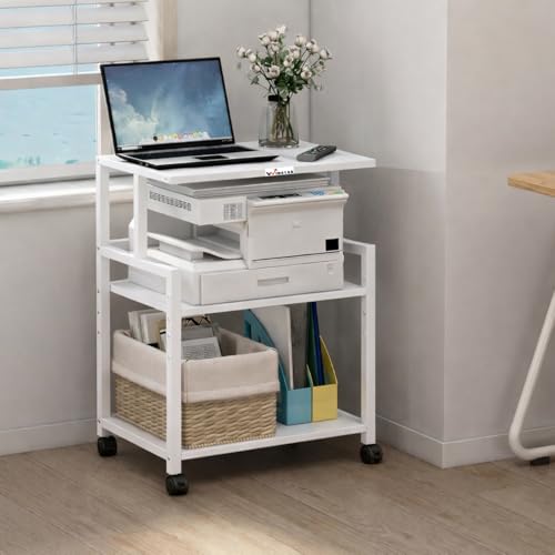 Image of WINSTAR Printer Stand, Solid & Sturdy, Modern Contemporary Look, Space Saving, Made in India (White, 3 Tier)