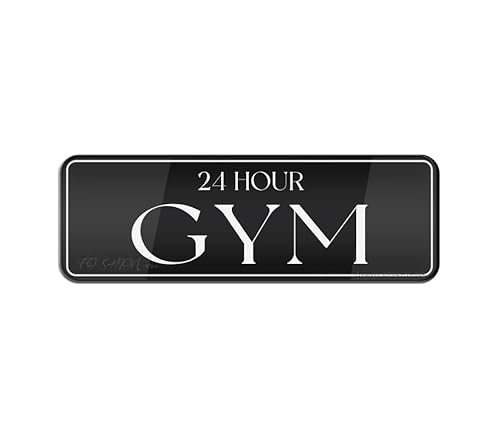 Sign For Door Acrylic Plastic 24 Hour Gym Home Fitness Center Sign 9 X 3 Inch Self Adhesive Use For Office/Business Easy To Apply