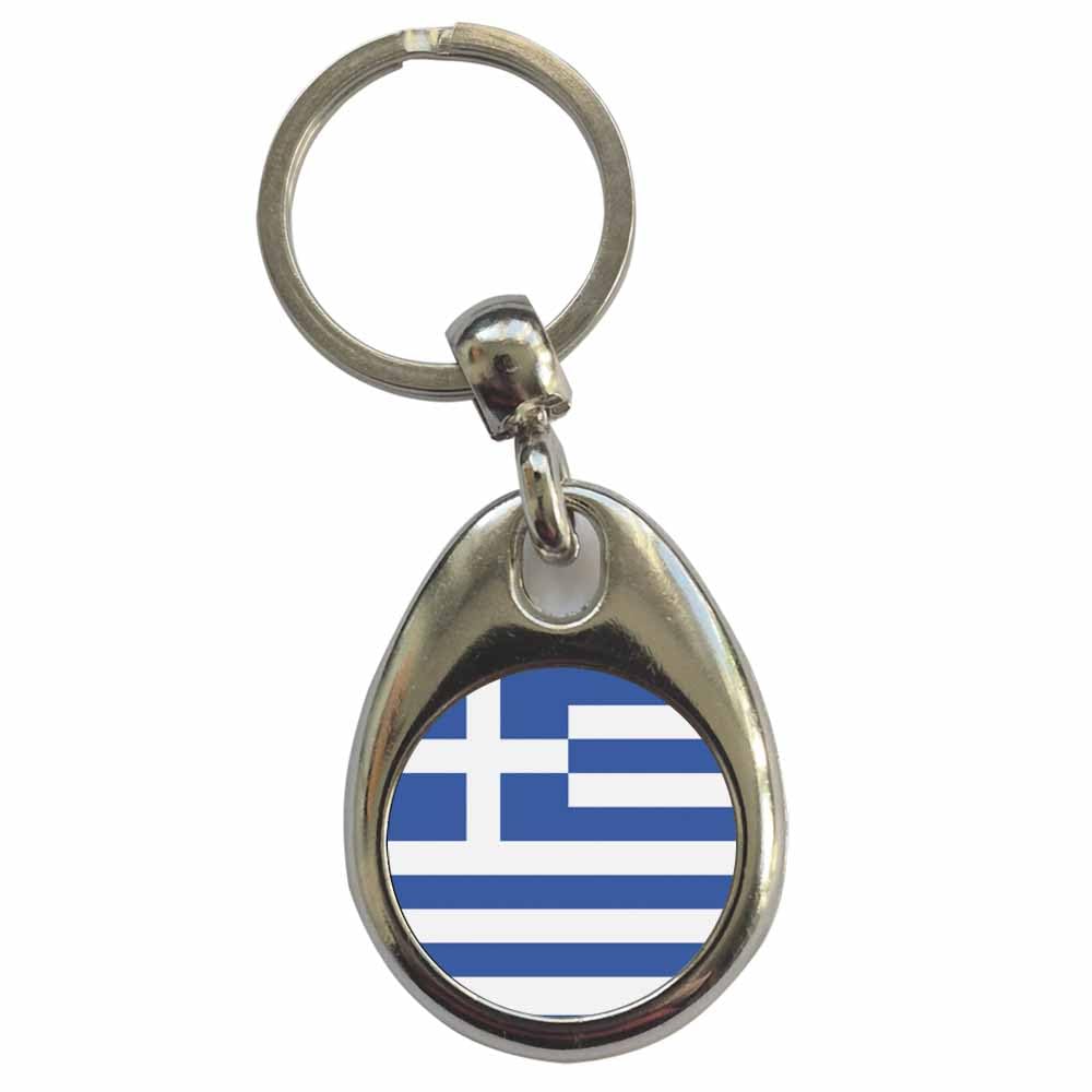 Ozorath Unisex Multicolour Greece Greek National Flag Keyring Keychain With Split Ring Attachment And Metal Key Fob