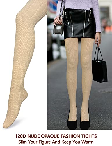 Vero Monte 2 Pairs Wave Elastic Soft Opaque Pantyhose Tights (Black + Nude, S-M) #TOP4
