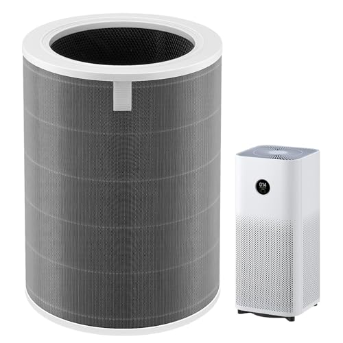 Leemone Replacement Filter Compatible with Xiaomi 4 Smart Air Purifier with H13 True HEPA and Activated Carbon 3-Stage Filtration Capture 99.97% of Airborne Particles 1 Pack Grey