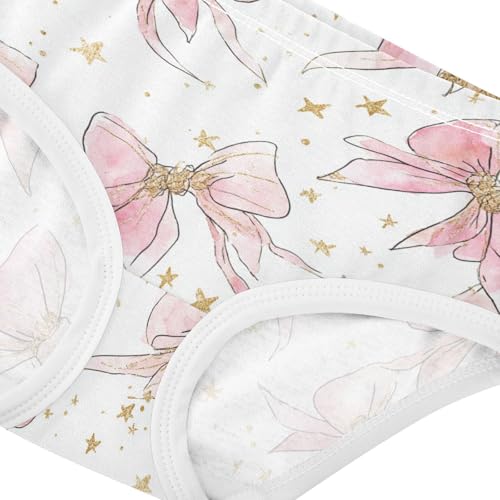 Wusikd Watercolor Pink Bows Girls' Underwear Cotton Golden Girls Briefs Soft Toddler Underwear 2T4