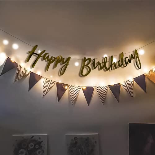 Image of Special You Happy Birthday Banner with Fairy led light for decoration and Golden Triangle Paper flags set for birthday decoration items- 3 Items