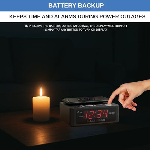 Digital Alarm Clocks for Bedrooms, 15W Wireless Charging. 2 x USB-C and 2 x USB-A Charging Ports. Loud Alarm Clock for Heavy Sleepers Perfect for Bedroom, Desk, and Office. Battery Backup by Ken-Tech - Image 7