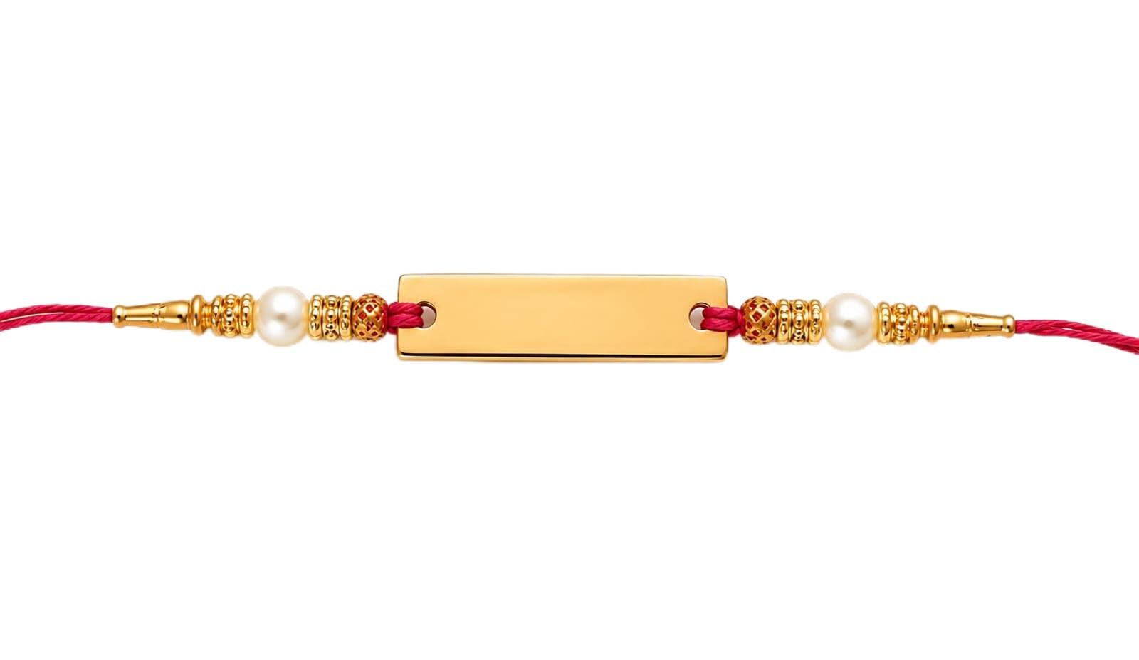 Rakhi with name Engraved and red color thread with-image-29