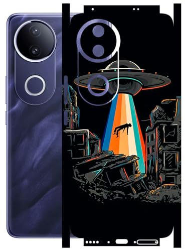 Image of AtOdds - Full Body Back Screen Guard Protector Film - Lamination Wrap Skin Sticker Compatible with VIVO T4R (5G) | Scratchproof Matte Finish (Alien Invade)