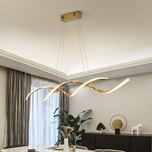 Lustre LED doré design moderne 90cm pour illuminer une salle à manger élégante - 2