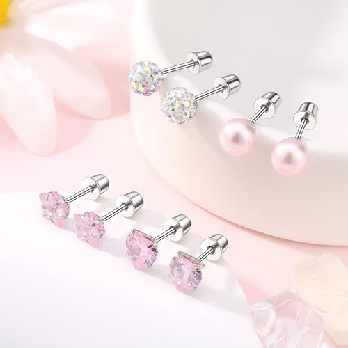 Surgical Stainless Steel Hypoallergenic Stud Earrings for Women Flat Back Earring with Screw Back2