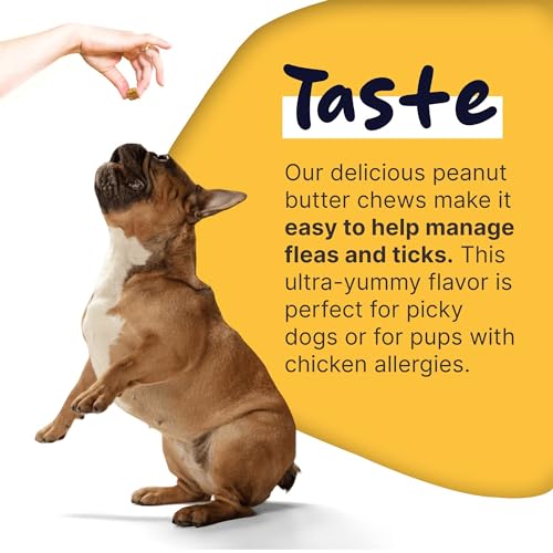 Flea and Tick Prevention for Dogs, Chewable – 90 Peanut Butter Flavored Soft Chews – Made with B Vitamins, Garlic Powder, Brewers Yeast, Coconut Oil, and Apple Cider Vinegar Flea and Tick Prevention for Dogs, Chewable – 90 Peanut Butter Flavored Soft Chews – Made with B Vitamins, Garlic Powder, Brewers Yeast, Coconut Oil, and Apple Cider Vinegar
