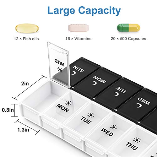 DANYING Extra Large Pill Organizer 2 Times a Day, XL Weekly Pill Box, AM PM Pill Case, Pill Container 7 Day, Vitamin Case Twice a Day