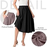 Womens Causal High Waisted Summer Midi Skirts Flowy Palazzo A-Line Long Skirt with Pockets - Image 3