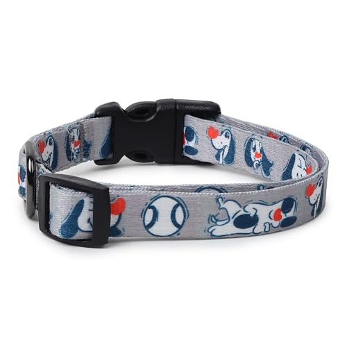 Image of Zigly Doodle Nylon Dog Collar for Small Dogs | Adjustable Durable Everyday Walking Collar | Soft & Comfortable Pet Collar for Daily Use | Grey | S | 16.1 x 0.5 Inch