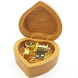 Wingostore Heart Shaped Maple Wood Music Box Wind Up and Golden Movement Music Box for...