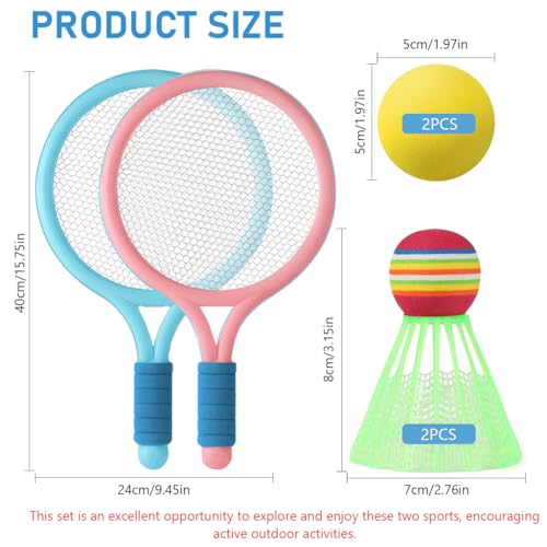 Proberos Kids Sport Racket Toy Set with 2 Tennis & 2 Badminton Balls, 9 Inch Kid Racket, EVA Foam Wrapped Handle, Lightweight, Ages 6+ 2 41iFpKAlGgL
