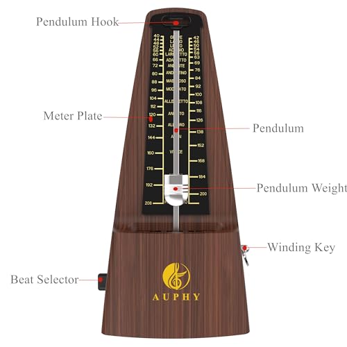 image for AUPHY Mechanical Metronome with Accent Bell, Classic Shape, Accurate B