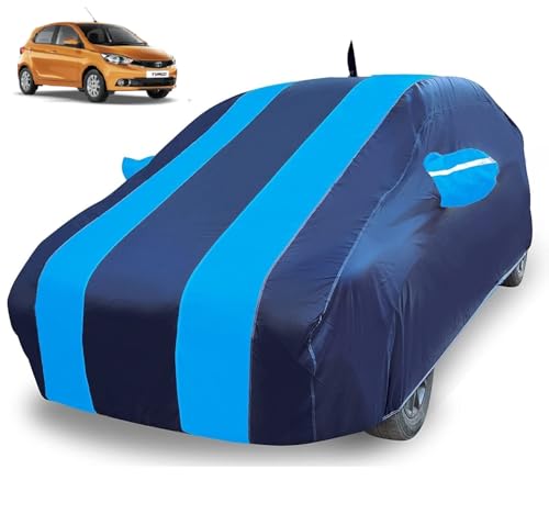 Image of Auto Hub Car Cover Compatible with Tata Tiago with Front Antenna & Mirror Pocket, Water Resistant, Triple Stitched, Tiago Car Cover- Navy, Blue