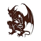 Silueta de gárgola, criatura mítica, monstruo, solo en juegos MMORPG. Calcomanías de vinilo para murales y paredes 40x51cm Autoadhesivo Café