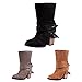 Wide Calf Boots for Women Fashion Pointed To Back Cutout Strap Buckle Thick High-heeled Ankle Booties Winter Solid Comfortable Square Heel Short Boots