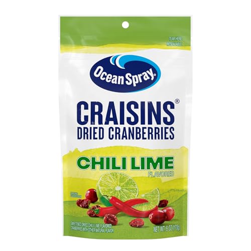 Image of Ocean Spray Craisins Sweetened Dried Cranberries, Chili Lime, 6oz Pouch (Pack of 8)