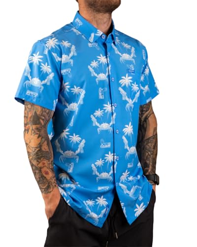 Retro Rifle Men’s Short Sleeve Button Down Shirt - The Crab - Large