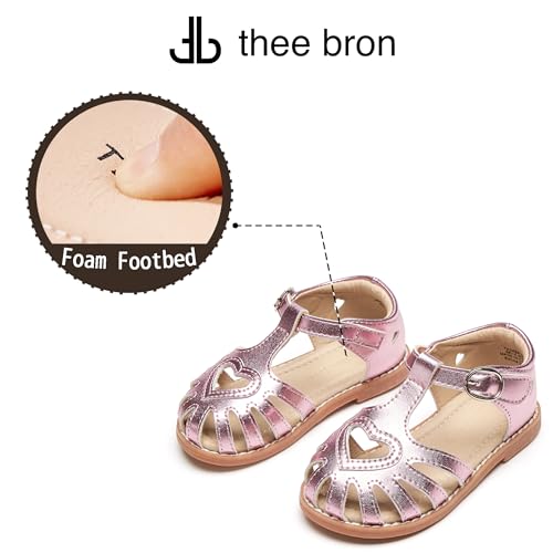 Image of THEE BRON Toddler Girls Closed-Toe Sandals Sweet Retro Cutout Summer Dress Shoes